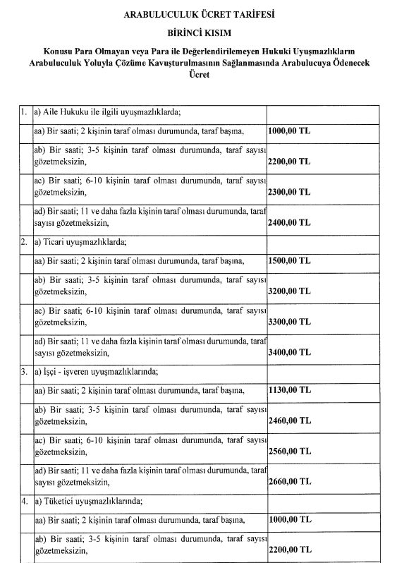 2026-yılı arabuluculuk ücret tarifesi -713