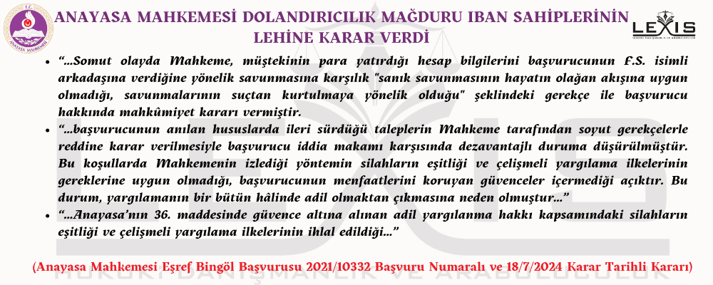AYM Dolandırıcılık Mağduru IBAN Sahipleri Lehine Karar Verdi