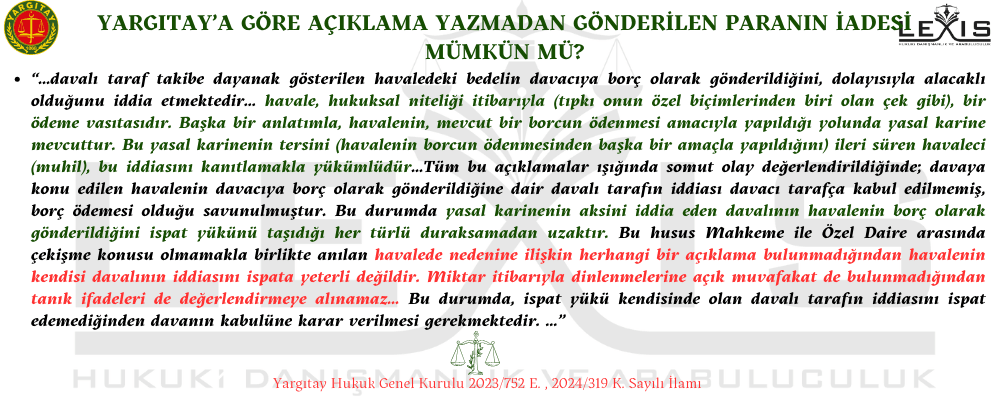 Yargıtay'a Göre Açıklamasız Havalenin İadesi Mümkün Mü?